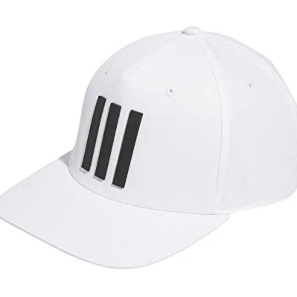 Adidas Golf Men’s Snapback Cap Hat White Blue NWT 3 Stripes 3D Logo Performance